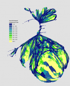 Cartogram Dwysedd