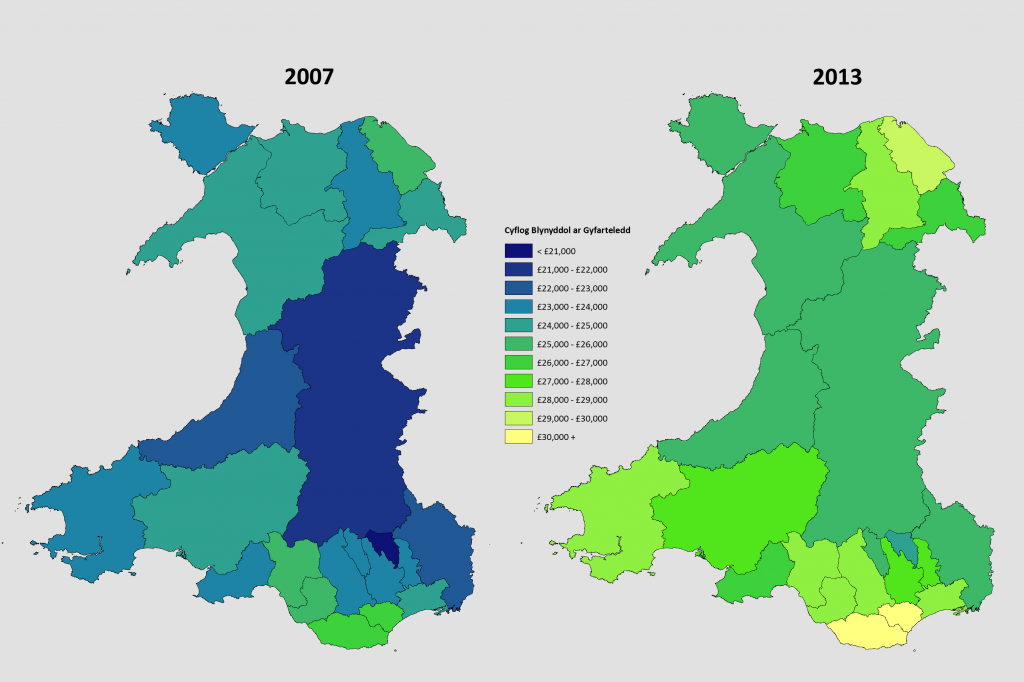 Cyflog ar Gyfartaledd 2007 - 2013