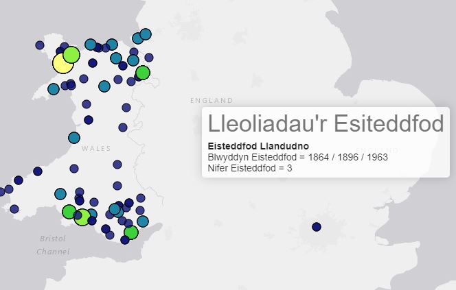Map Lleoliad Eisteddfodau